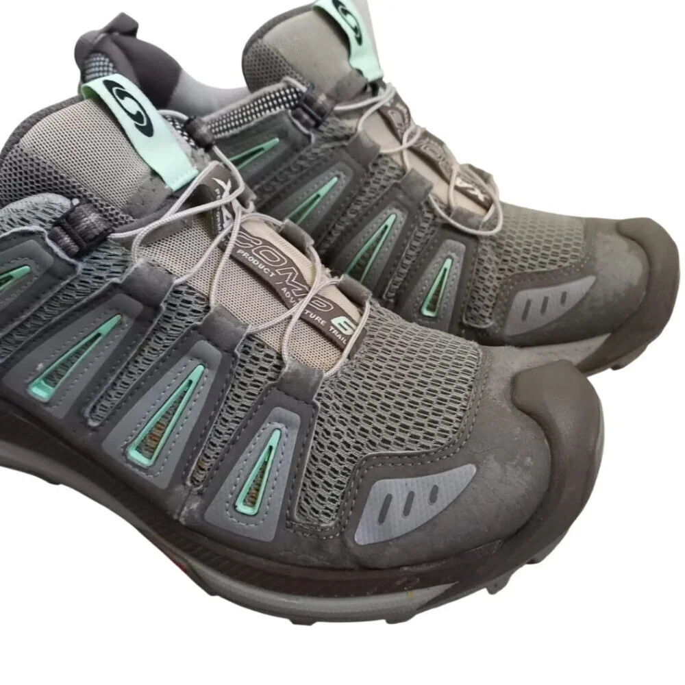 Salomon Women's Trail Running / Hiking Shoes Gray & Teal, Size 9 US (EUR 41 1/3)